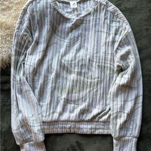 Women's Ribbed Sweater - Green and White